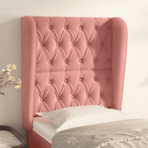 XINCXIN Kopfteil, wandpolster Bett Bett kopfteil schlafzimmermöbel modern wandkissen wandpolster mit Ohren Rosa 83x23x118/128 cm Samt von XINCXIN