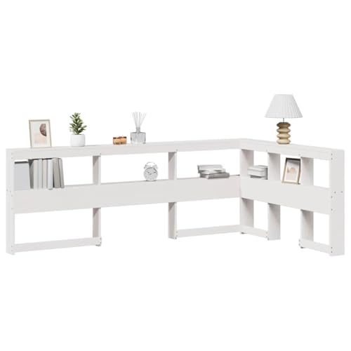 XINCXIN Kopfteil, wandpolster Bett wandkissen wandpolster Bett kopfteil schlafzimmermöbel modern mit Bücherregal L-Form WeiÃŸ 120 cm Massivholz Kiefer von XINCXIN