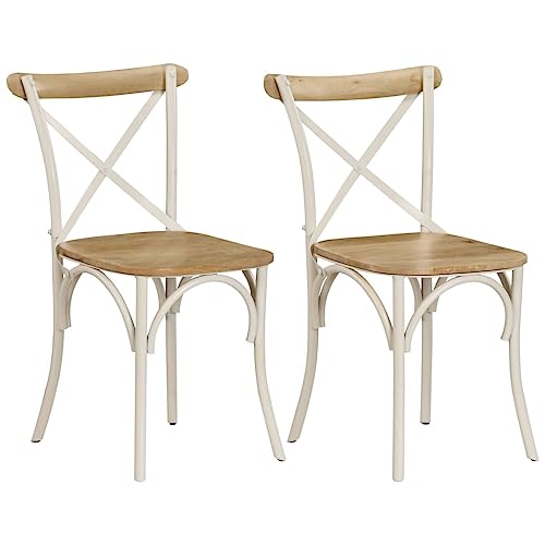 XINCXIN Kreuzstühle 2 STK., Esstisch Stühle Dining Chair Esszimmerstühle Esszimmerstuhl Geeignet für Balkon Esszimmer Küche Restaurant Weiß Massivholz Mango von XINCXIN