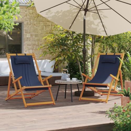 XINCXIN Strandstühle 2 STK., Chair Terrassenstühle Stuhl Stühle Geeignet für Outdoor Garden Balcony Pool Klappbar Blau Stoff von XINCXIN