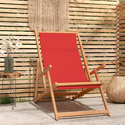 XINCXIN Strandstuhl, Chair Korbsessel Gartenstühle Stühle Geeignet für Terrace Pool Balcony Outdoor Klappbar Massivholz Teak Rot von XINCXIN