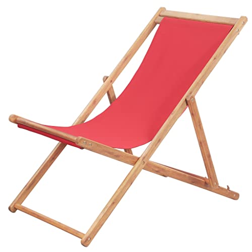 XINCXIN Strandstuhl, Gartenmöbel Stuhl Stühle Chair Geeignet für Balcony Garden Pool Terrace Klappbar Stoff und Massivholz Rot von XINCXIN