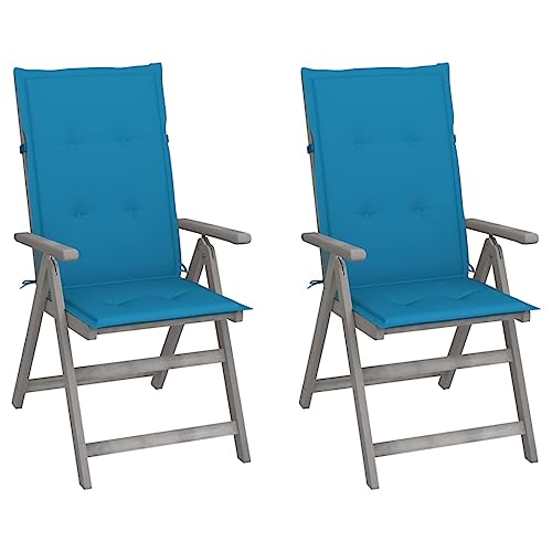 XINCXIN Verstellbare Gartenstühle 2 STK., Korbsessel Stuhl Stühle Gartensessel Geeignet für Outdoor Balcony Garden Pool mit Auflagen Massivholz Akazie von XINCXIN
