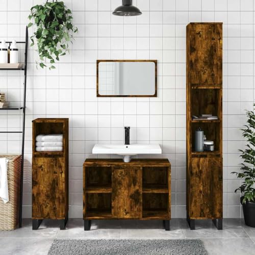 XINCXIN Wand-Badschrank, Badezimmer möbel badmöbel unterschrank waschbecken badezimmerunterschrank Braun und Schwarz Massivholz Mango XINCXIN Wand-Badschrank, Badezimmer möbel badmöbel unterschrank waschbecken badezimmerunterschrank Braun und Schwarz Massivholz Mango von XINCXIN