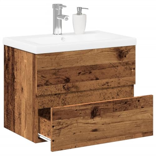 XINCXIN Waschbeckenschrank, unterschrank waschbecken Badezimmer möbel badezimmerunterschrank waschtischunterschrank mit Einbaubecken Altholz-Optik 61x39,5x49 cm von XINCXIN