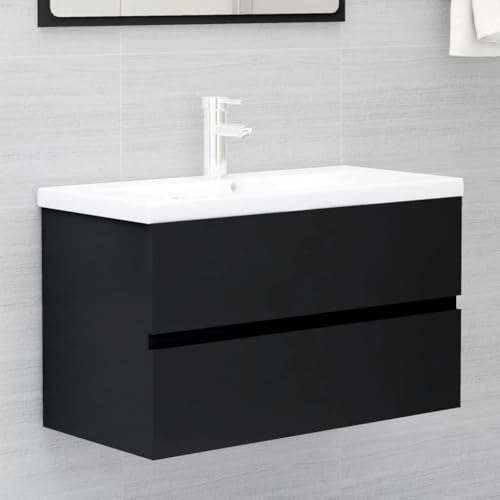 XINCXIN Waschbeckenunterschrank, Badezimmer möbel badmöbel waschtischunterschrank unterschrank waschbecken mit Einbaubecken Schwarz Holzwerkstoff von XINCXIN