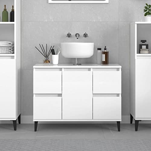 XINCXIN Waschbeckenunterschrank, Badezimmer möbel waschtischunterschrank badmöbel unterschrank waschbecken Hochglanz-Weiß 80x33x60cm Holzwerkstoff von XINCXIN