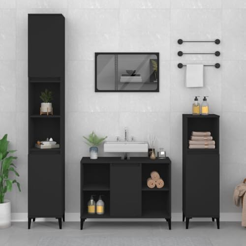 XINCXIN Waschbeckenunterschrank, badmöbel Badezimmer möbel badezimmerunterschrank unterschrank waschbecken Schwarz 80x33x60 cm Holzwerkstoff von XINCXIN