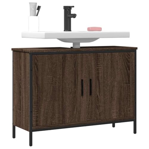 XINCXIN Waschbeckenunterschrank, badmöbel badezimmerunterschrank unterschrank waschbecken Badezimmer möbel Braun Eiche 80x30x60 cm Holzwerkstoff von XINCXIN