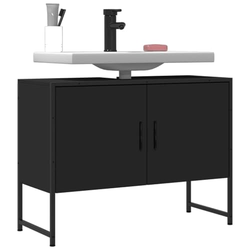 XINCXIN Waschbeckenunterschrank, badmöbel badezimmerunterschrank unterschrank waschbecken waschtischunterschrank Schwarz 80x33x60 cm Holzwerkstoff von XINCXIN