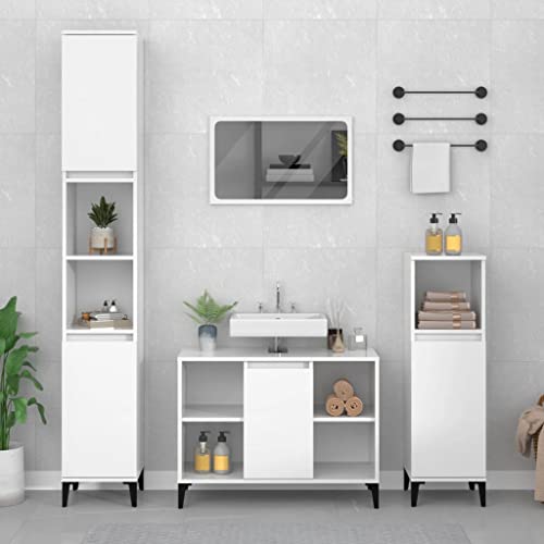 XINCXIN Waschbeckenunterschrank, badmöbel unterschrank waschbecken waschtischunterschrank Badezimmer möbel Hochglanz-Weiß 80x33x60cm Holzwerkstoff von XINCXIN