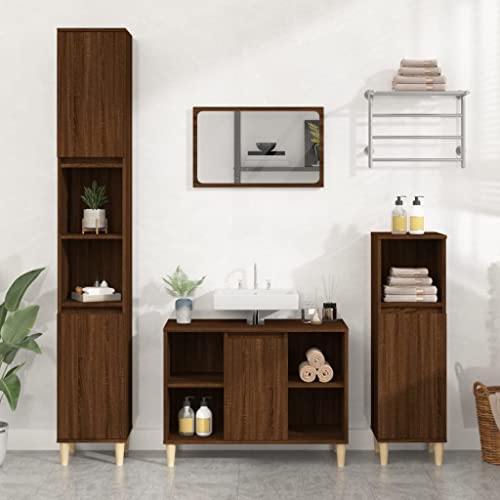 XINCXIN Waschbeckenunterschrank, unterschrank waschbecken Badezimmer möbel waschtischunterschrank badezimmerunterschrank Braun Eichen-Optik 80x33x60 cm von XINCXIN