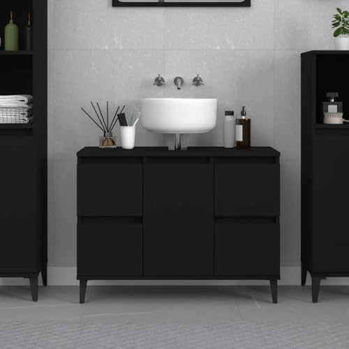 XINCXIN Waschbeckenunterschrank, unterschrank waschbecken waschtischunterschrank badezimmerunterschrank badmöbel Schwarz 80x33x60 cm Holzwerkstoff von XINCXIN