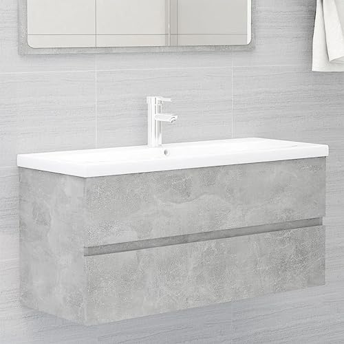 XINCXIN Waschbeckenunterschrank, waschtischunterschrank unterschrank waschbecken badmöbel badezimmerunterschrank Einbaubecken Betongrau Holzwerkstoff von XINCXIN