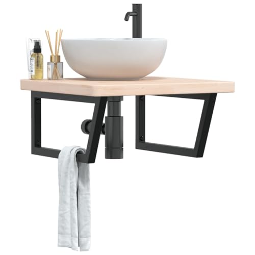 XINCXIN Waschtisch, Badezimmer möbel badezimmerunterschrank unterschrank waschbecken waschtischunterschrank Platte mit Halterung Stahl und Massivholz Eiche von XINCXIN