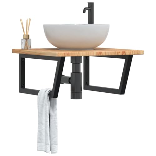 XINCXIN Waschtisch, Badezimmer möbel unterschrank waschbecken waschtischunterschrank badezimmerunterschrank Platte mit Halterung Stahl und Massivholz Eiche von XINCXIN