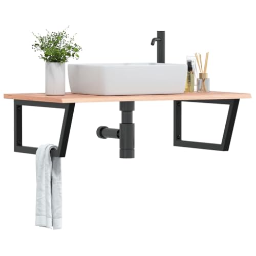 XINCXIN Waschtisch, Badezimmer möbel waschtischunterschrank badezimmerunterschrank badmöbel Platte mit Halterung Stahl und Massivholz Eiche von XINCXIN