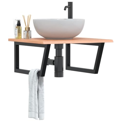 XINCXIN Waschtisch, waschtischunterschrank badezimmerunterschrank badmöbel unterschrank waschbecken Platte mit Halterung Stahl und Massivholz Eiche von XINCXIN