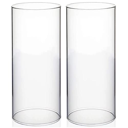 Kerzenhalter aus Glas, zylindrisch, Kerzenhalter aus Glas, ohne Boden, transparenter Hurricane, für Stulpen, großes offenes Rohr, Durchmesser 8,5 cm, Höhe 15,2 cm, 2 Stück von XINDAGLASS