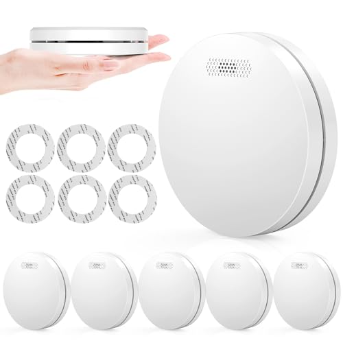 Rauchmelder 6er Set, 10 Jahre Batterie Rauchmelder, Feuermelder Flach mit Stumm-Funktion, 85dB Hörbarer Alarm, Standalone Brandmelder von XINDUM