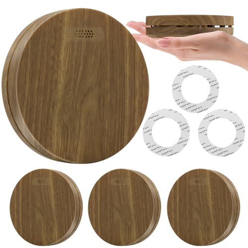 XINDUM Rauchmelder 3er Set10 Jahre Batterie, Holzfarbener Rauchmelder mit Stummschaltfunktion, 85dB Akustischer Alarm, ohne störendes LED-Blinken, Flache Feuermelder, EN14604, Standalone von XINDUM