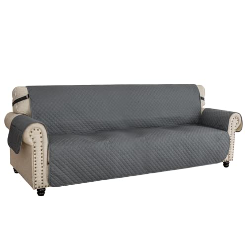 XINEAGE Sofa Überzug, Sofabezug 4 Sitzer Reversible, Wasserdicht Sofabezug, Sofaüberwurf, Sofa Möbel Protector, rutschfeste Sofabezüge für Hunde Haustiere (4 Sitzer, Dunkel Grau) von XINEAGE