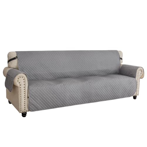 XINEAGE Sofa Überzug, Sofabezug 4 Sitzer Reversible, Wasserdicht Sofabezug, Sofaüberwurf, Sofa Möbel Protector, rutschfeste Sofabezüge für Hunde Haustiere (4 Sitzer, Hellgrau) von XINEAGE