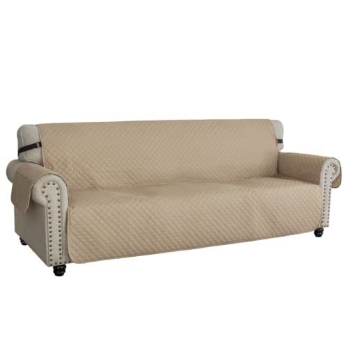 XINEAGE Sofa Überzug, Sofabezug 4 Sitzer Reversible, Wasserdicht Sofabezug, Sofaüberwurf, Sofa Möbel Protector, rutschfeste Sofabezüge für Hunde Haustiere (4 Sitzer, Khaki) von XINEAGE