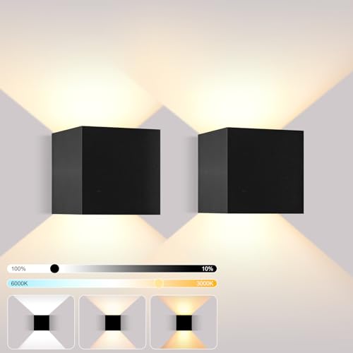 XINFUFEIMING 12W LED Wandlampe Innen/Außen,Wandleuchte 3 Farben einstellbar steuerbar per Schalterregelung für Innen-und Außenbereiche Wohnzimmer,Treppe,Garten von XINFUFEIMING