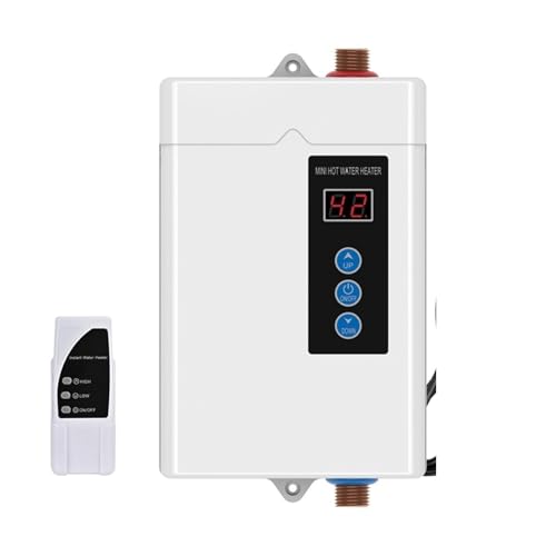 3000 W Durchlauferhitzer Elektrisch, Durchlauferhitzer Mit Fernbedienung, LCD-Touchscreen-Wassererwärmung,Sicher(White) von XINFULI