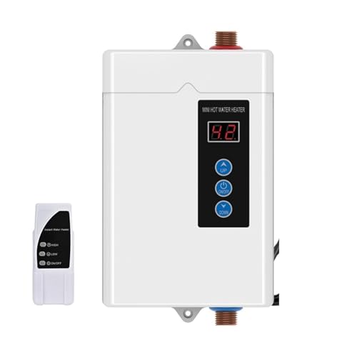 3000 W Durchlauferhitzer Elektrisch, Durchlauferhitzer Mit Fernbedienung, LCD-Touchscreen-Wassererwärmung,Sicher(White) von XINFULI