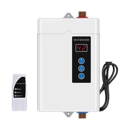 3000 W Durchlauferhitzer Elektrisch, Durchlauferhitzer Mit Fernbedienung, LCD-Touchscreen-Wassererwärmung,Sicher(White) von XINFULI