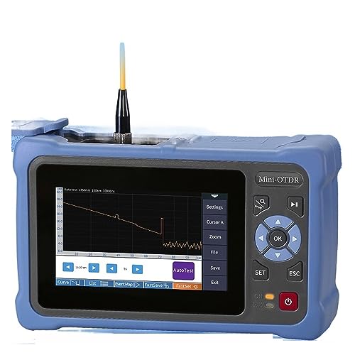 Fasertester, MINI OTDR 1310/1550 nm 26/24 dB Glasfaser-Reflektometer, Touchscreen VFL OLS OPM Ereigniskarte Ethernet-Kabeltester,Anti-Interferenz(AUA800A 1310 1550nm) von XINFULI
