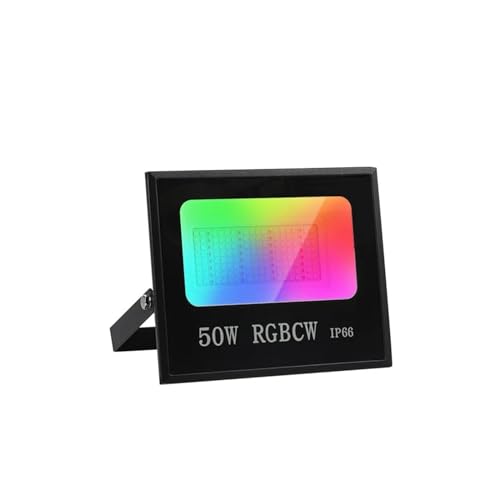 Flutlicht, 30W 50W 100W RGB Flutlicht Smart Flutlicht Reflektor IP66 Wasserdichte LED Strahler Outdoor Garten beleuchtung Yard Decor Stabilere Verbindung(With Remote,50W_BTOOTH) von XINFULI