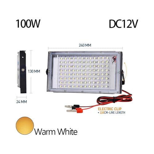 Flutlicht, DC12V LED Flutlicht 50W 100W Elektrische Clip Ladegerät LED Notfall Lampe Led-strahler Außen Beleuchtung for Camping Wandern arbeiten Stabilere Verbindung(100W1 3000k) von XINFULI