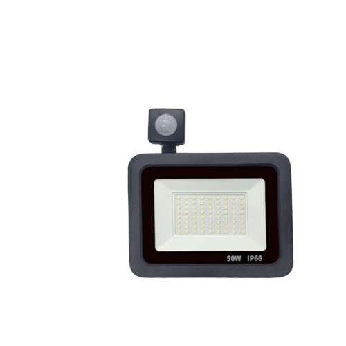 Flutlicht, PIR-Bewegungssensor LED-Flutlicht Außenwasserdichte Strahler 100W 50W 30W 20W 10W Wandreflektor Außenbeleuchtung Stabilere Verbindung(Cold light-6000K,1_50W) von XINFULI