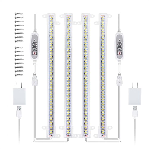 LED-Wachstumslichter, Indoor Led Wachsen Licht Streifen 40W Phytolamp for Pflanzen 4 stücke Bars Volle Spektrum Weiß Led Timer Phyto lampe Hydrokultur Dimmbare Bar(Two sets with 4 bars) von XINFULI