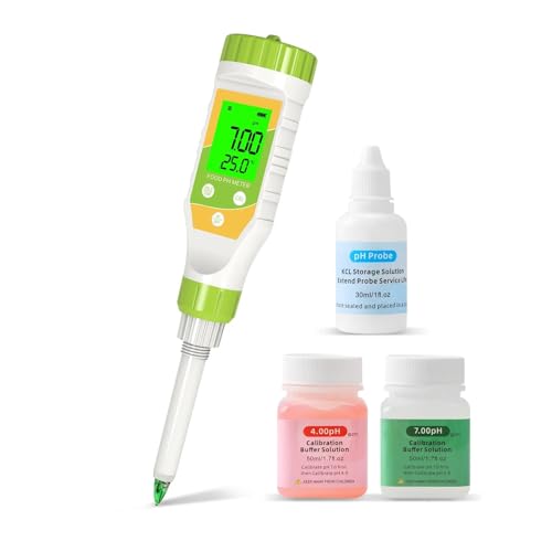 Lebensmittel-pH-Meter 0,00~14,00 Professioneller intellinter pH-Monitor-Tester Digitaler Säurehalt von Käse, Fleisch, Teig for Brotkonservenwasser für Hydrokultur(Gold) von XINFULI