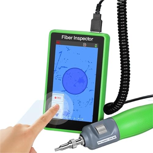 Netzwerktester, Faserendflächendetektor SC FC ST LC-Schnittstellen 400X Optisches Fasermikroskop 5-Zoll-Bildschirm Faserprüfwerkzeug(APC Adapter) von XINFULI