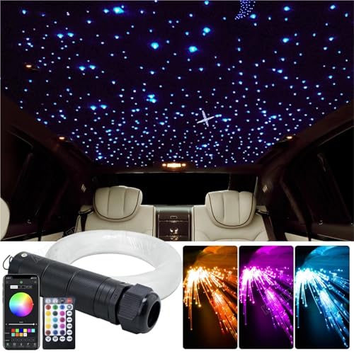 Sternenhimmel-Set, 150~300 stücke DC12V 6W RGBW Auto Dach Sterne Lichter APP LED Lichtwellen Sterne Decke Licht Kits for Sternen Himmel Optische Faser Beleuchtung(200pcs 0.75mm 3 M) von XINFULI