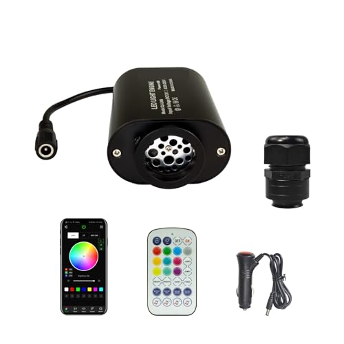 Sternenhimmel-Set, 6 W Funkelnde und klangaktivierte Glasfaserlichtquelle RGBW-Lichtbox Motortaucher APP/Fernbedienung Musiksensormodus fürs Auto von XINFULI