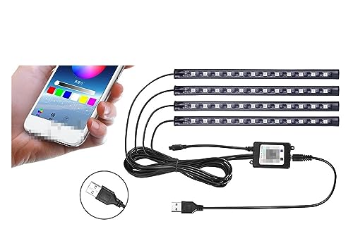 Sternenhimmel-Set, Auto Bunte Atmosphäre Licht, LED Dekoratives Licht, App Sprachsteuerung Atmosphäre Licht, RGB Fernbedienung Musik Rhythmus Licht(48 lights cigarette lighter) von XINFULI