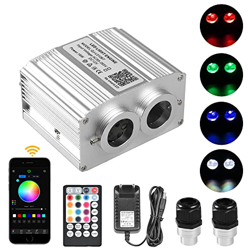 Sternenhimmel-Set, DC12V 16W. Doppelkopf-Funkeln. RGBW. Faseroptisches Lichtmotor mit Bluetooth-App-Steuerung for Sterndecke von XINFULI