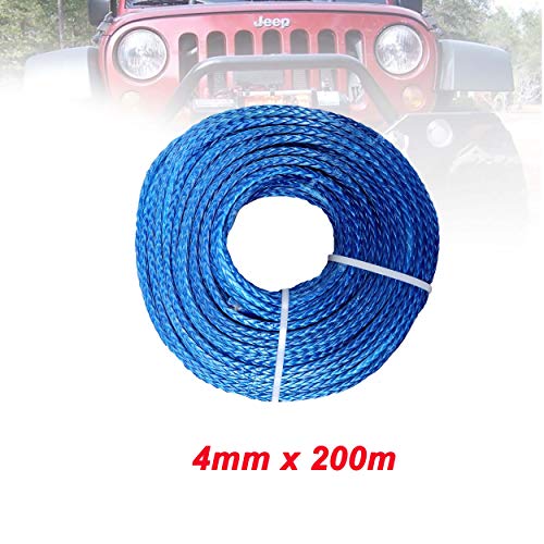 Synthetisches Windenseil, 4 mm x 200M Synthetic Winch Seil, Kabel, Linie, 4WD Boot Recovery-Offroad(Blue) von XINFULI