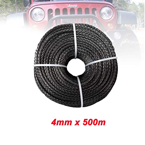 Synthetisches Windenseil, 4mm X 500meters 12 Strand Synthetic Seilwinde Linie(Noir) von XINFULI