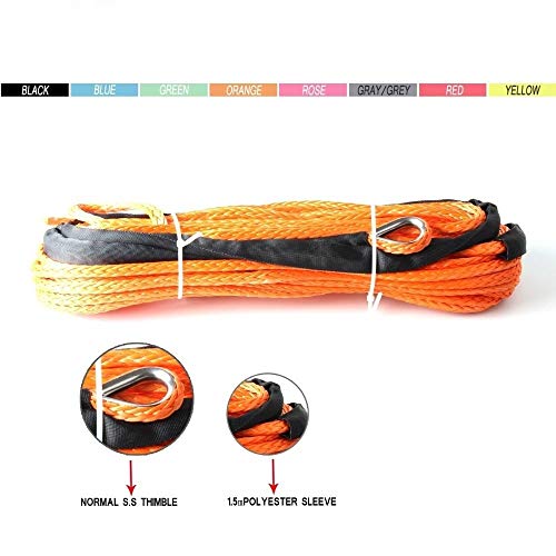 Synthetisches Windenseil, 8mm * 12m Synthetic Winch Line/Seil-Kabel for 4x4 4wd Atv Utv Suv Offroad(Orange) von XINFULI