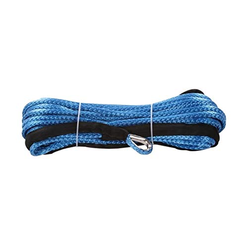 Synthetisches Windenseil, Winch-Seil-Schnur-Linie Kabel mit Mantel Grau Synthetic Abschleppseil 15m 7700LBs Car Wash Wartung String for ATV UTV Off-Road(Blue) von XINFULI