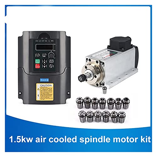 VFD, Cnc 1. 5kw Quadratische Luftkühlungsspindel ER11 1500W. Luftgekühlte Frässpindel + 1. 5kw vfd. Wechselrichter + 13pcs / set er11 für Spindelmotor(220) von XINFULI