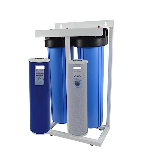 Wasserfiltersystem 2-stufiges vertikales Wasserfiltrationssystem for das ganze Haus mit 20" großem blauen Kohlenstoffblock und Eisen- und Mangan-Reduktionsfilter Reiner, frischer Wasserfiltersystem 2-stufiges vertikales Wasserfiltrationssystem for das ganze Haus mit 20" großem blauen Kohlenstoffblock und Eisen- und Mangan-Reduktionsfilter Reiner, frischer von XINFULI