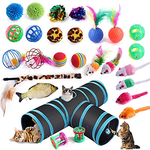 27 Stück Katzen Spielzeug Katzenspielzeug Set mit Katzentunnel, Bälle, Plüschspielzeug, Spielzeugmäuse Katzen Spielzeug Variety Pack für Kitty Katzen von XINGGANG